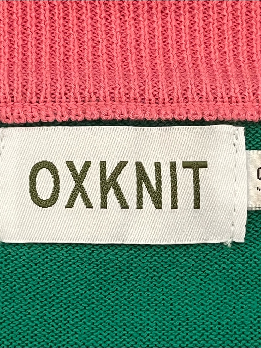 Pink Leopard Knit Sweater Green Colorblock Cotton Cottagecore Maximalist - Picture 2 of 7